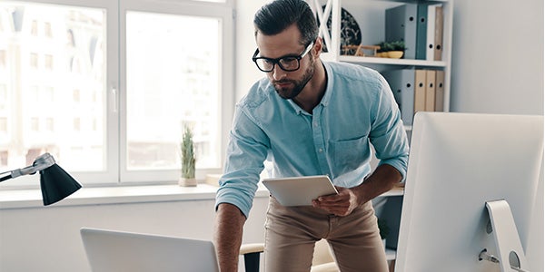 man handling liquidity management benchmarks for his business